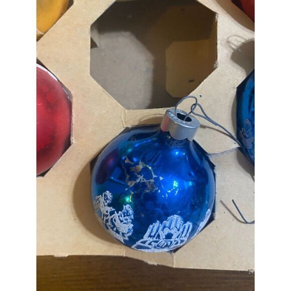 𝅺VINTAGE Noelle glass Christmas ornaments set of 8 - Picture 6 of 9